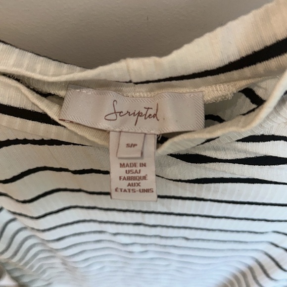 Scripted Long-sleeve Striped Shirt, Flare Cuff, Cut-out Shoulder, Fitted Size S - Picture 3 of 4